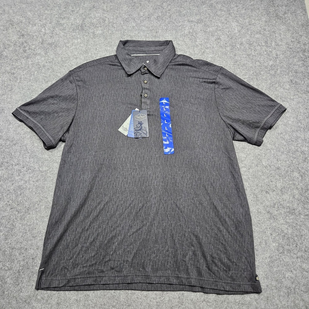 NWT NAT NAST Luxury Originals Polo Shirt Superior Gray Woven Stritch Size Large